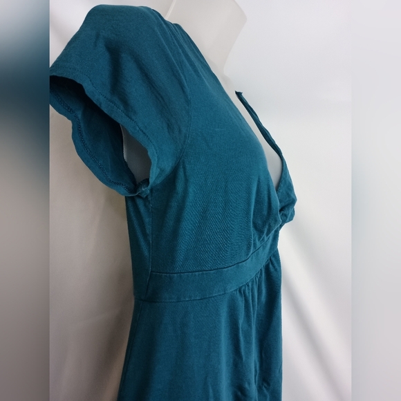 BANANA REPUBLIC Green Turquoise Flutter Sleeve Dress Tie Front SzM(#1,513) - Picture 4 of 8